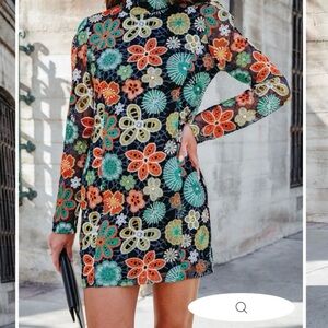 Floral Crochet Lace Long Sleeve Dress